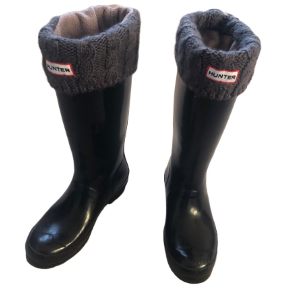 Hunter WITH SOCKS  tall glossy classic boots  7